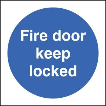 11635U Fire door keep locked Rigid Plastic (100x100mm) Safety Sign