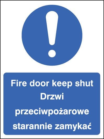 11647A Fire door keep shut (English/polish) Rigid Plastic (100x75mm) Safety Sign