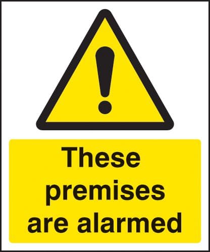 11702H These premises are alarmed Rigid Plastic (300x250mm) Safety Sign