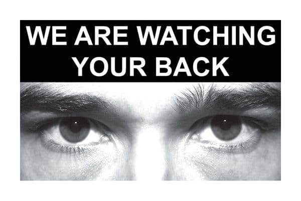 11751D Eye photo sign We are watching your back *For use with C,D,E sizes* Rigid PVC (100x150mm)