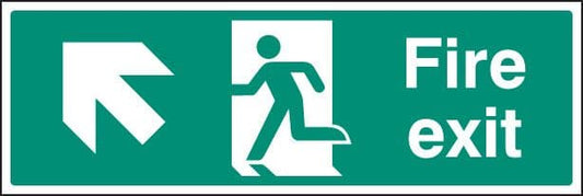 12001M Fire exit - up and left Rigid Plastic (600x200mm) Safety Sign