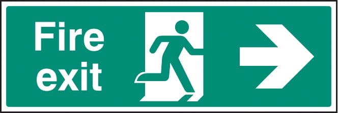 12004L Fire exit - right Rigid Plastic (450x150mm) Safety Sign