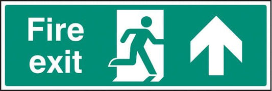 12007L Fire exit - straight on Rigid Plastic (450x150mm) Safety Sign