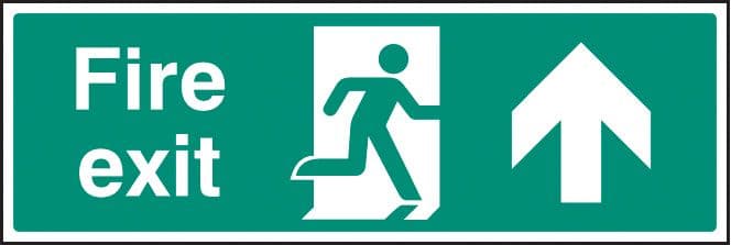 12007M Fire exit - straight on Rigid Plastic (600x200mm) Safety Sign