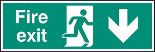 12008L Fire exit - down Rigid Plastic (450x150mm) Safety Sign