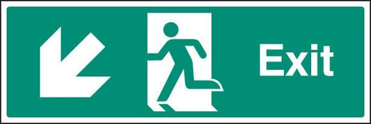 12013L Exit - down and left Rigid Plastic (450x150mm) Safety Sign
