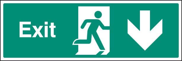 12016L Exit - down Rigid Plastic (450x150mm) Safety Sign