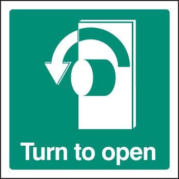 12034C Turn to open - left Rigid Plastic (150x150mm) Safety Sign