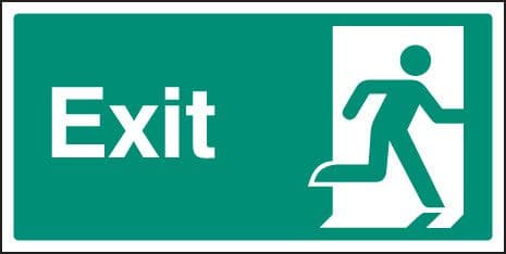 12036X Exit - right symbol Rigid Plastic (200x100mm) Safety Sign