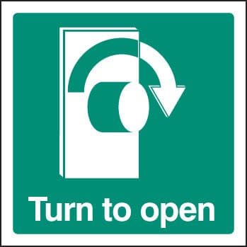12037U Turn to open - right Rigid Plastic (100x100mm) Safety Sign