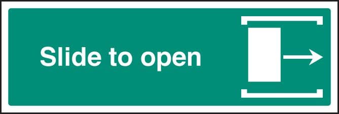 12046G Slide to open right Rigid Plastic (300x100mm) Safety Sign