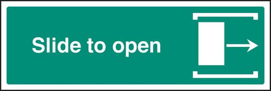 12046G Slide to open right Rigid Plastic (300x100mm) Safety Sign