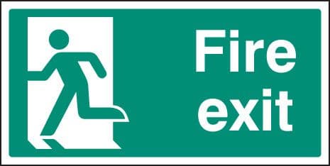 12056J Fire exit - left symbol Rigid Plastic (400x200mm) Safety Sign