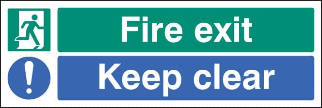 12062L Fire exit - keep clear Rigid Plastic (450x150mm) Safety Sign