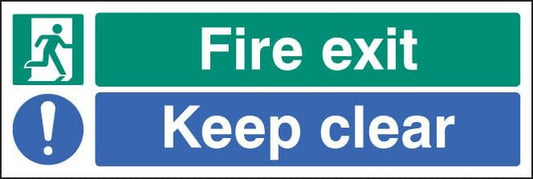 12062L Fire exit - keep clear Rigid Plastic (450x150mm) Safety Sign