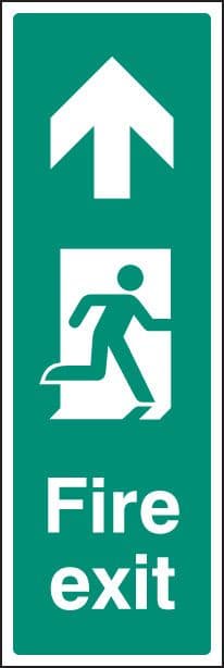 12063G Fire exit up (portrait) Rigid Plastic (300x100mm) Safety Sign