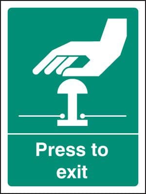 12067A Press to exit Rigid Plastic (100x75mm) Safety Sign