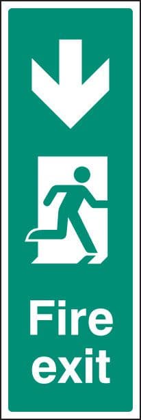 12069G Fire exit down (portrait) Rigid Plastic (300x100mm) Safety Sign