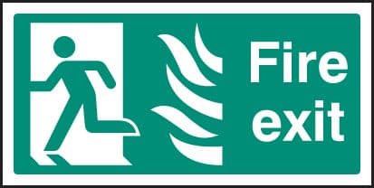 12081V Fire exit left HTM Rigid Plastic (300x150mm) Safety Sign