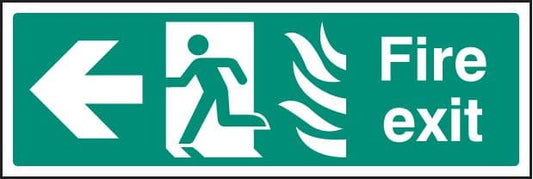 12083G Fire exit - arrow left HTM Rigid Plastic (300x100mm) Safety Sign