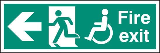 12087L Disabled fire exit <--- Rigid Plastic (450x150mm) Safety Sign
