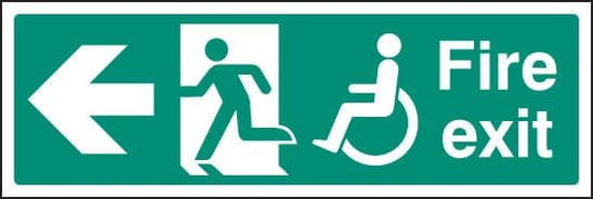 12087L Disabled fire exit <--- Rigid Plastic (450x150mm) Safety Sign