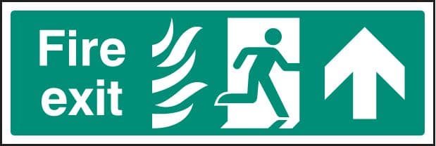 12088M Fire exit - arrow up HTM Rigid Plastic (600x200mm) Safety Sign