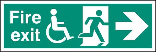 12089L Disabled fire exit ---> Rigid Plastic (450x150mm) Safety Sign