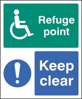12096E Refuge point keep clear Rigid Plastic (200x150mm) Safety Sign