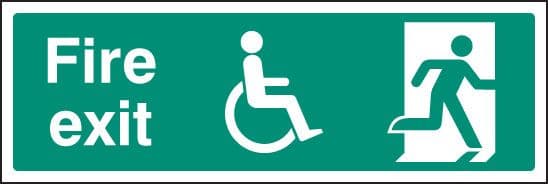 12098G Disabled final fire exit Rigid Plastic (300x100mm) Safety Sign
