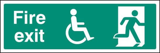 12098L Disabled final fire exit Rigid Plastic (450x150mm) Safety Sign
