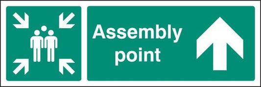 12141H Assembly point straight on Rigid Plastic (300x250mm) Safety Sign