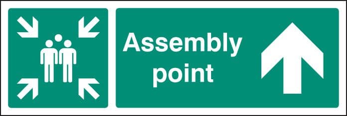 12141L Assembly point straight on Rigid Plastic (450x150mm) Safety Sign