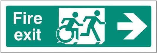 12163G Disabled fire exit arrow right - inclusive design Safety Sign