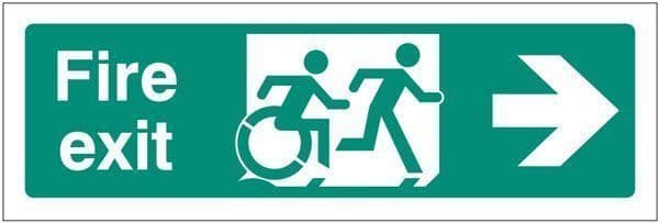 12163L Disabled fire exit arrow right - inclusive design Safety Sign