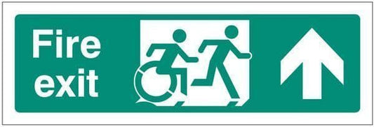12164L Disabled fire exit arrow up - inclusive design Safety Sign