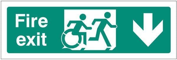12165G Disabled fire exit arrow down - inclusive design Safety Sign