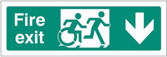 12165G Disabled fire exit arrow down - inclusive design Safety Sign
