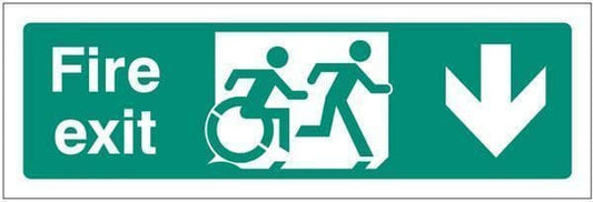 12165L Disabled fire exit arrow down - inclusive design Safety Sign