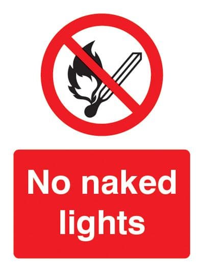13005E No naked lights Rigid Plastic (200x150mm) Safety Sign