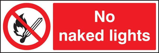 13005M No naked lights Rigid Plastic (600x200mm) Safety Sign