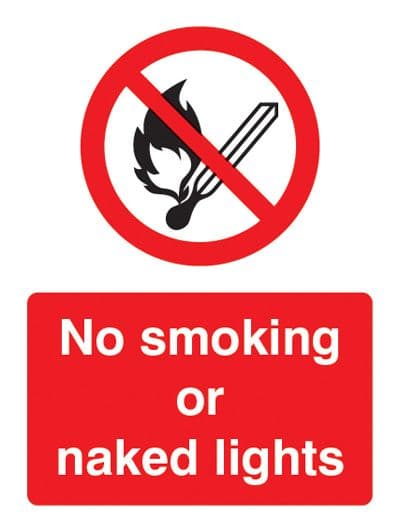 13006E No smoking or naked lights Rigid Plastic (200x150mm) Safety Sign