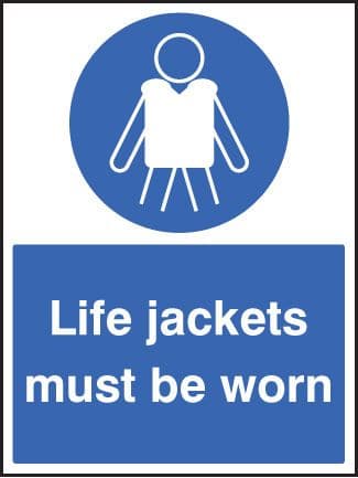 13022K Life jackets must be worn Rigid Plastic (400x300mm) Safety Sign