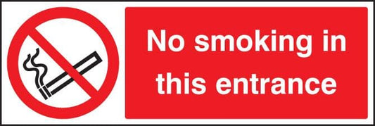 13023M No smoking in this entrance Rigid Plastic (600x200mm) Safety Sign