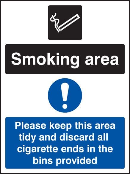 13081K Smoking area keep area tidy and discard all ends in bins Rigid Plastic (400x300mm)