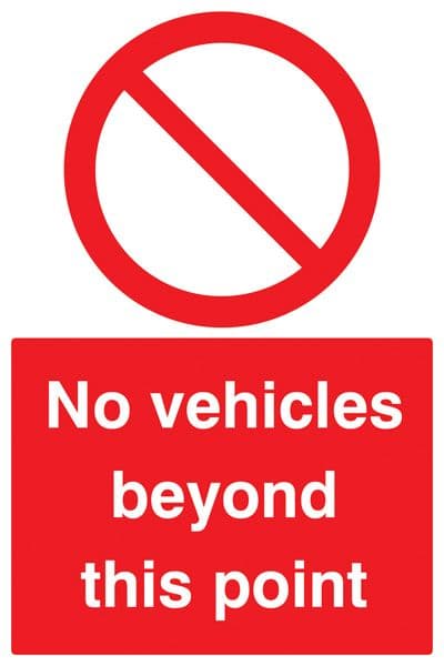 13217P No vehicles beyond this point Rigid Plastic (600x400mm) Safety Sign