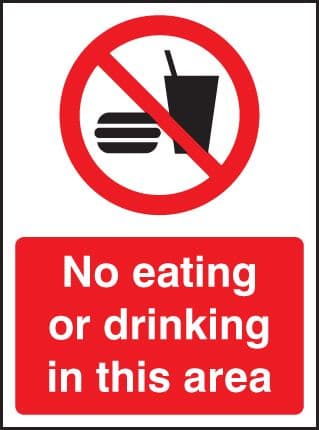 13232E No eating or drinking in this area Rigid Plastic (200x150mm) Safety Sign
