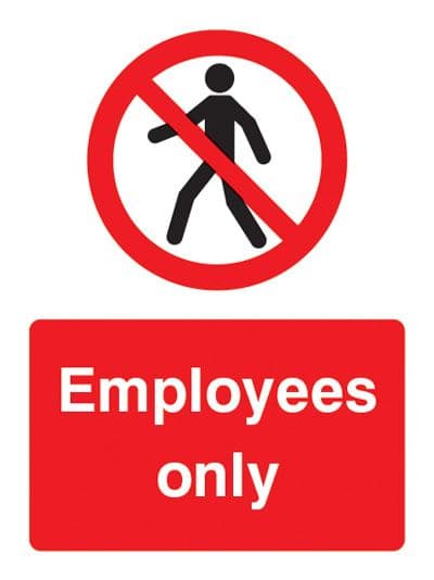 13242E Employees only Rigid Plastic (200x150mm) Safety Sign