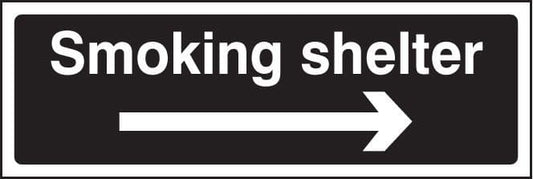 13256G Smoking shelter right arrow (white/black) Rigid Plastic (300x100mm) Safety Sign