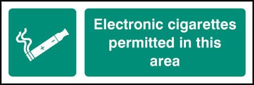 13259G Electronic cigarettes permitted in this area Rigid Plastic (300x100mm) Safety Sign